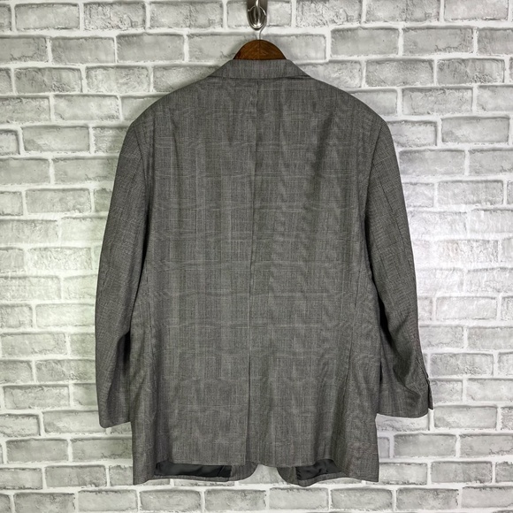 Jos A Bank Signature Black & White Glencheck Blazer Suit Jacket Mens 46R Wool - Picture 4 of 11